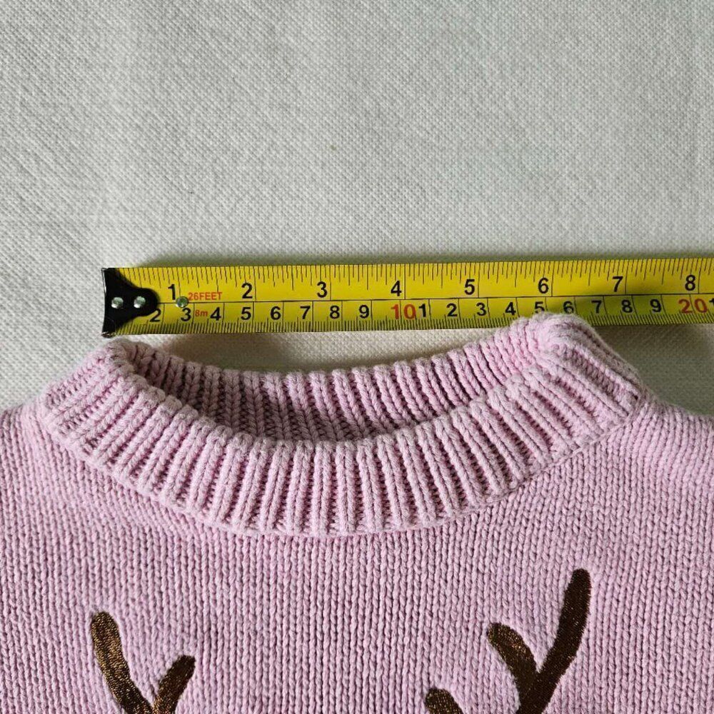 girl pink deer patten sweater - Picture 4 of 6